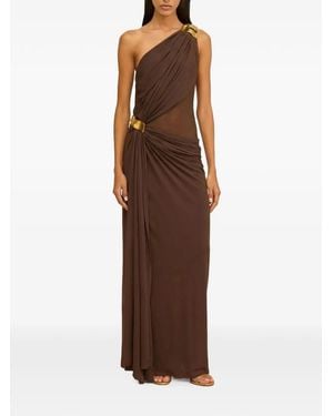 Cult Gaia Genista Asymmetric Gathered Dress - Brown