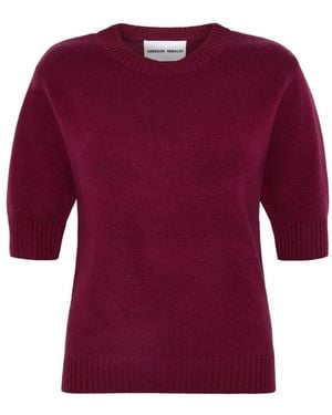 EMERSON RENALDI Short-Sleeve Ribbed-Trim Jumper - Red