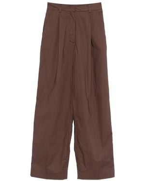 Thelatest Axel Pleated Trousers - Brown