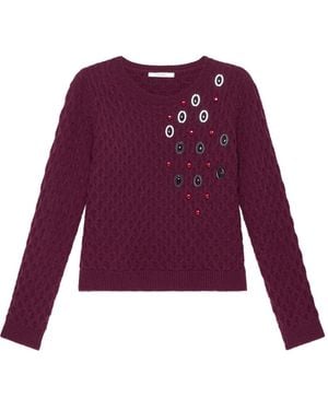 Maliparmi Embellished Cable-Knit Jumper - Purple