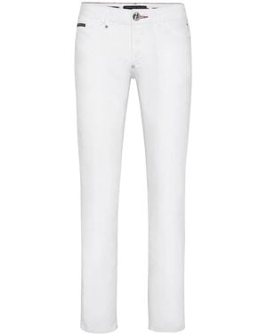 Philipp Plein Tiger-Appliqué Straight-Leg Jeans - White