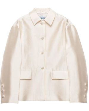 Prada Single-Breasted Silk And Wool Jacket - Natural