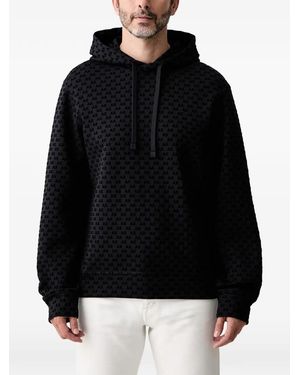 ARMANI EXCHANGE Monogram-Pattern Drawstring Hoodie - Black
