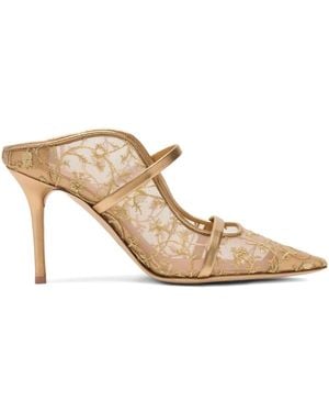 Malone Souliers Maureen Flower-Embroidered Mules - Natural