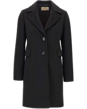 Kaos Peak-Lapel Button Coat - Black