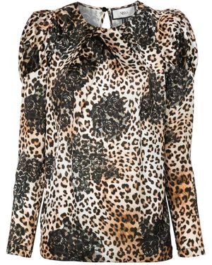 Nissa Leopard-Print Blouse - Black