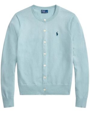 Polo Ralph Lauren Embroidered-Logo Cardigan - Blue