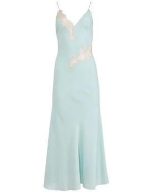 Fleur du Mal Juliet Lace Long Slip Dress - Blue