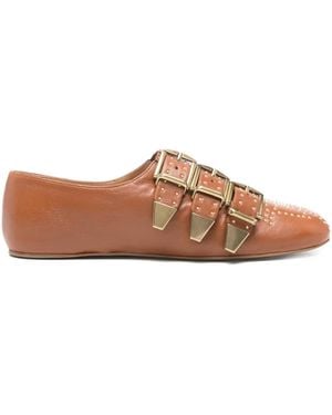 Chloé Susanna Buckle Studded Shoes - Brown