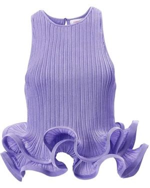 Carolina Herrera Sleeveless Top With Ruffled Hem - Purple