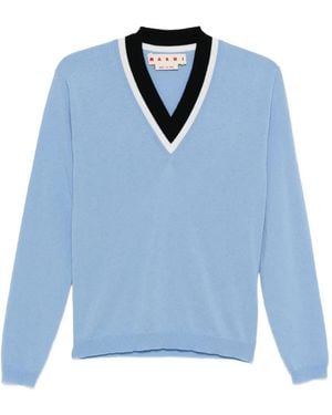 Marni Jersey de lana con cuello en V - Azul
