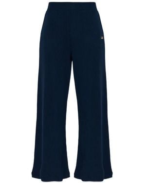 EA7 Ribbed Logo-Plaque Track Trousers - Blue