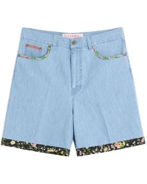 Valentino Garavani フローラルトリム バミューダショーツ - ブルー