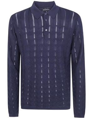 Emporio Armani Polo-Collar Sweater - Blue