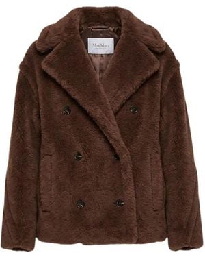 Max Mara Alcuno Double-Breasted Faux-Fur Jacket - Brown