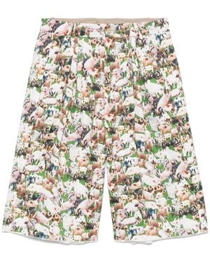 Bless Bundfaltenshorts mit Schweine-Print - Weiß
