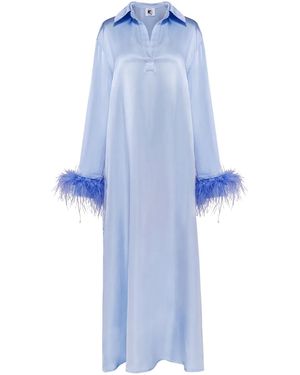 Sleeper Vestido con ribete de plumas - Azul