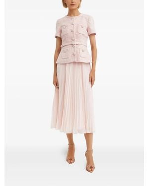 Self-Portrait Sequin-Embellished Pleated Midi Dress - Pink