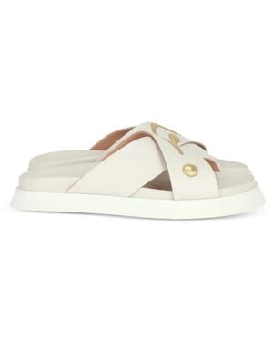 Moschino Cross Strap Logo Sandals - Natural