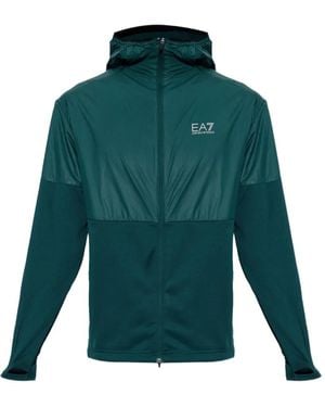 EA7 Vigor 7 Logo-Print Paneled Jacket - Green