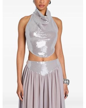 retroféte Pyna Sequin-Embellished Top - Blue