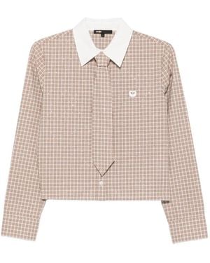 Maje Check-Pattern Rhinestone-Embellished Shirt - Natural