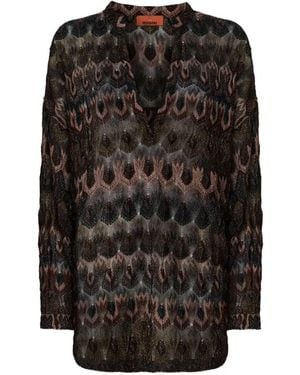 Missoni Blouse Texturée À Motif Géométrique Et Col V - Black