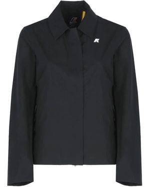 K-Way Logo-Plaque Collar Jacket - Black