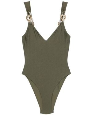 Jonathan Simkhai Regan V-Neck Swimsuit - Green
