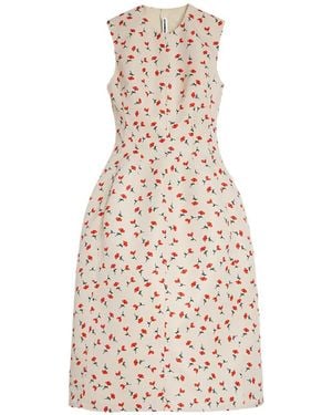 Jil Sander Printed Midi Dress - White