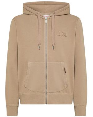 Sun 68 Embroidered Zip Hoodie - Natural
