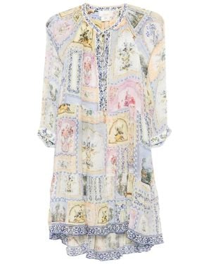 CAMILLA Botanical Ballads Floral-Print Tiered Dress - White