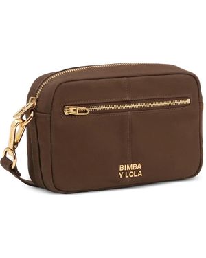 Bimba Y Lola Small Dark-Khaki Cotton Crossbody Bag - Brown