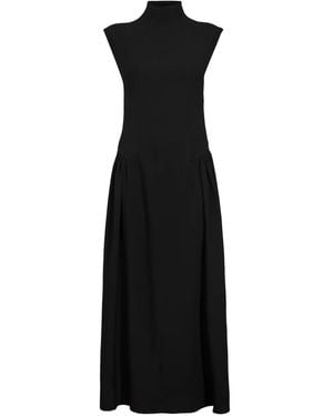 RAQUETTE Midi-Jurk Met Hoge Hals - Zwart