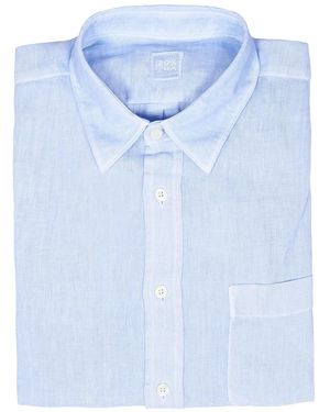 120% Lino Linnen Overhemd - Blauw