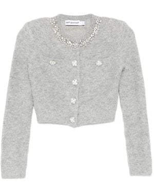 Self-Portrait Cardigan Mit Kristallverzierung - Weiß