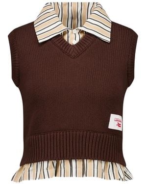 Charles Jeffrey V-Neck Cropped Vest Shirt - Brown