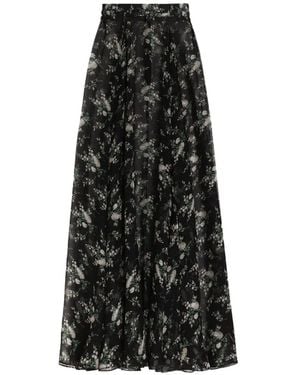 Dolce & Gabbana Chiffonrock Mit Rosen- Und Kleinem Blumen-Print - Schwarz