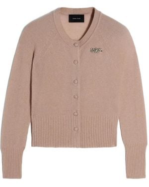 Simone Rocha Relaxed Embellished Cashmere Cardigan - Natural