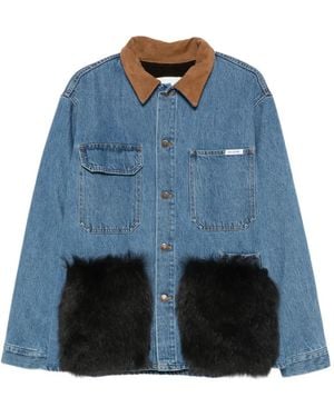 Ava Adore Faux-Fur Trim Denim Jacket - Blue