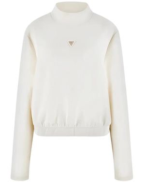 Guess Logo-Appliqué Mock-Neck Sweatshirt - White