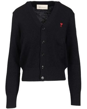 Ami Paris Cárdigan Ami De Coeur Con Cuello En V - Azul