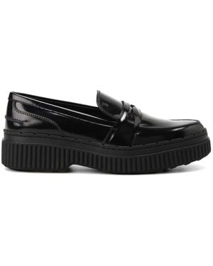 Tod's Leather Platform Loafers - Schwarz