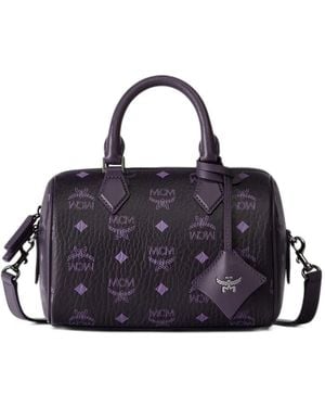 MCM Borsa Tote Boston Visetos Piccola - Blu