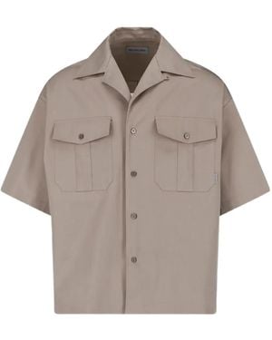 Balenciaga Short-Sleeve Bowling Shirt - Grey