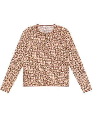 Maliparmi Printed Crew-Neck Cardigan - Natural