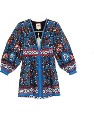 FARM Rio Latina Scarf V-neck mini dress - Blau