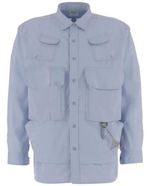 and wander Chain-Pocket Shirt - Blue