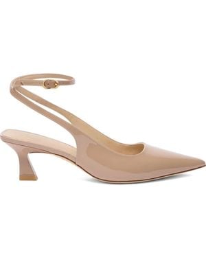 Stuart Weitzman 50Mm Vinnie Ankle-Strap Sculptural-Heel Court Shoes - White