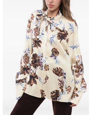 Jil Sander Floral Self-Tie Shirt - Natural